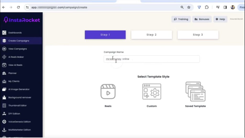 InstaRocket AI Review working step 2